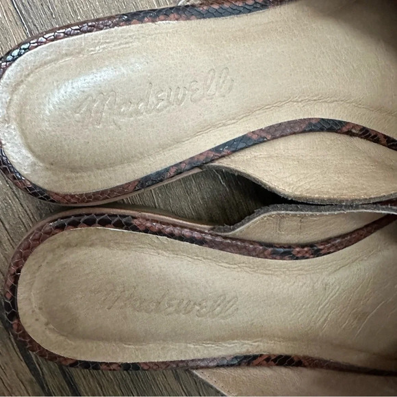 Madewell Mules 8 The Emilia Mule in Snake Embossed Leather Slip On Brown Slides - Picture 11 of 14